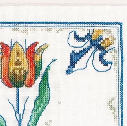 Thea Gouverneur - Counted Cross Stitch Kit - Antique Tiles Flowers - Aida - 18 count - 485A - Thea Gouverneur Since 1959