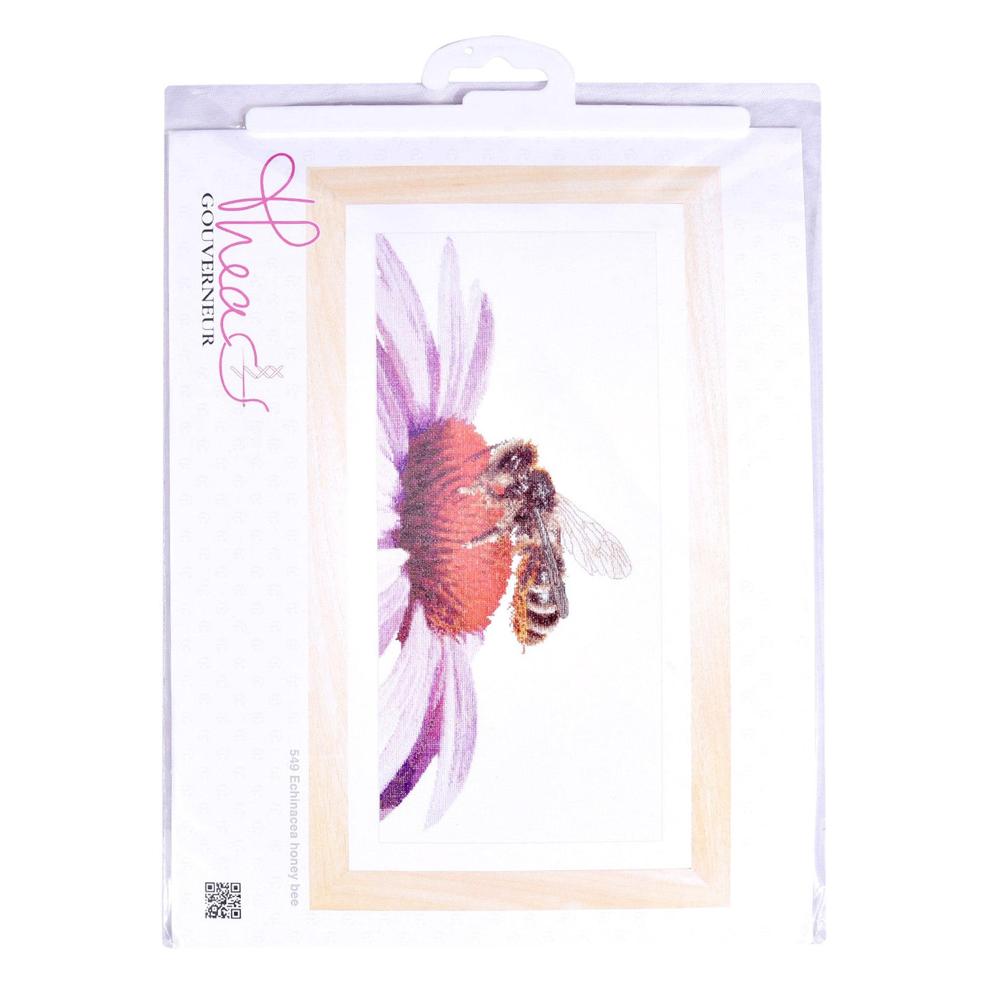 Thea Gouverneur - Counted Cross Stitch Kit - Bee on Echinacea - Linen - 36 count - 549 - Thea Gouverneur Since 1959