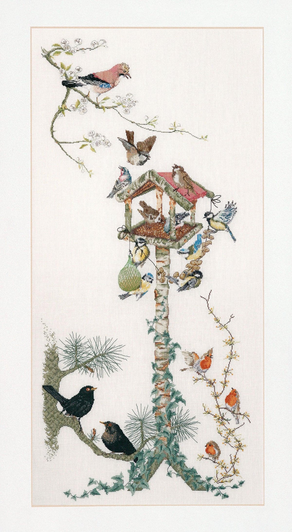 Thea Gouverneur - Counted Cross Stitch Kit - Bird Table - Aida - 18 count - 1065A - Thea Gouverneur Since 1959