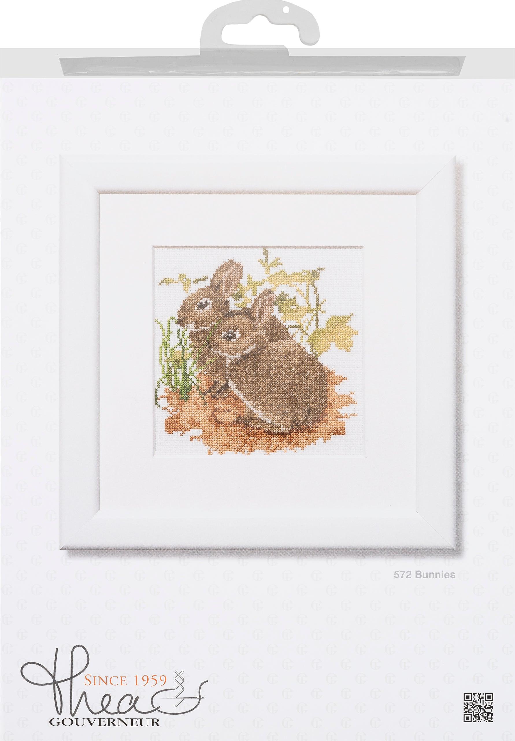 Thea Gouverneur - Counted Cross Stitch Kit - Bunnies - Aida - 14 count - 572A - Thea Gouverneur Since 1959