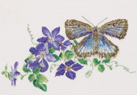 Thea Gouverneur - Counted Cross Stitch Kit - Butterfly-Clematis - Linen - 36 count - 438 - Thea Gouverneur Since 1959
