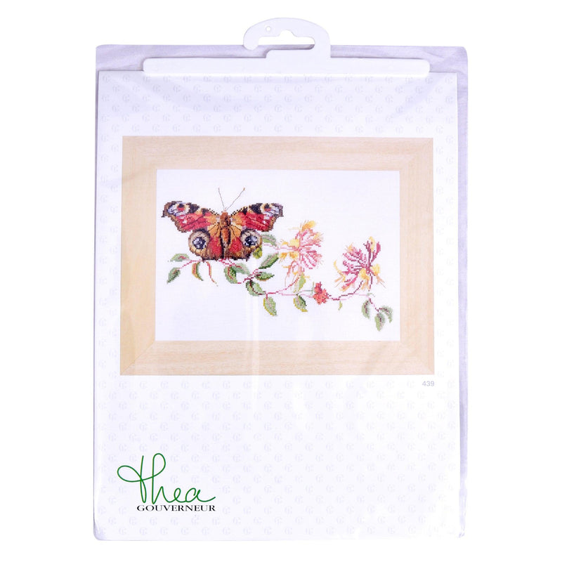 Thea Gouverneur - Counted Cross Stitch Kit - Butterfly-Honeysuckle - Linen - 36 count - 439 - Thea Gouverneur Since 1959
