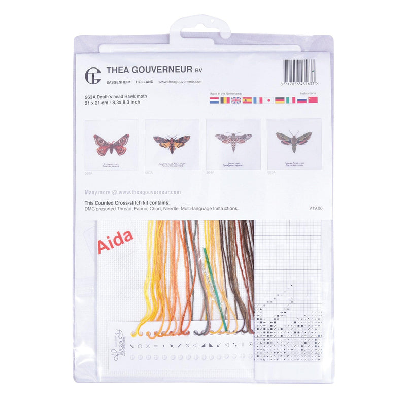 Thea Gouverneur - Counted Cross Stitch Kit - Death's-head Hawk moth - Aida - 16 count - 563A - Thea Gouverneur Since 1959