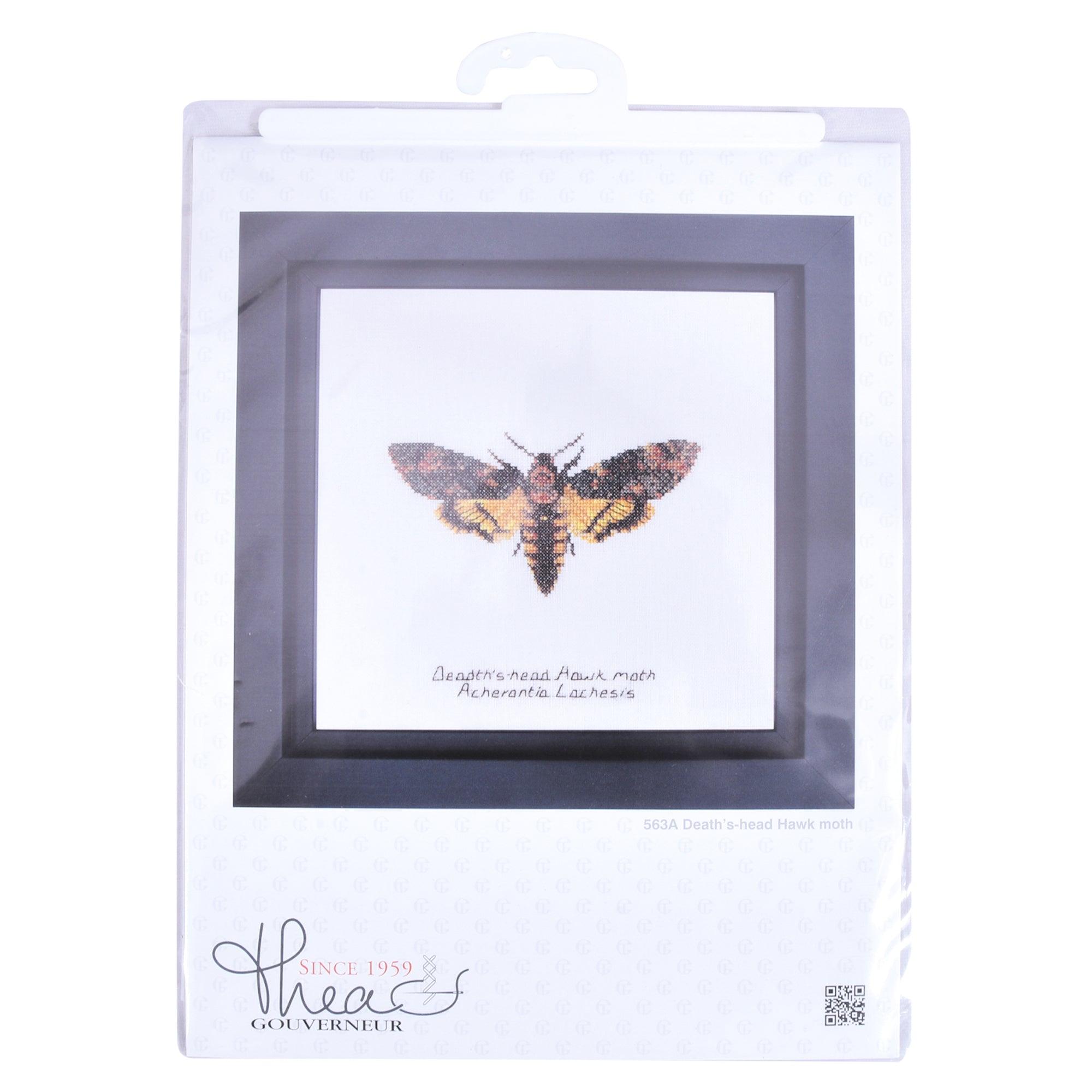 Thea Gouverneur - Counted Cross Stitch Kit - Death's-head Hawk moth - Linen - 32 count - 563 - Thea Gouverneur Since 1959