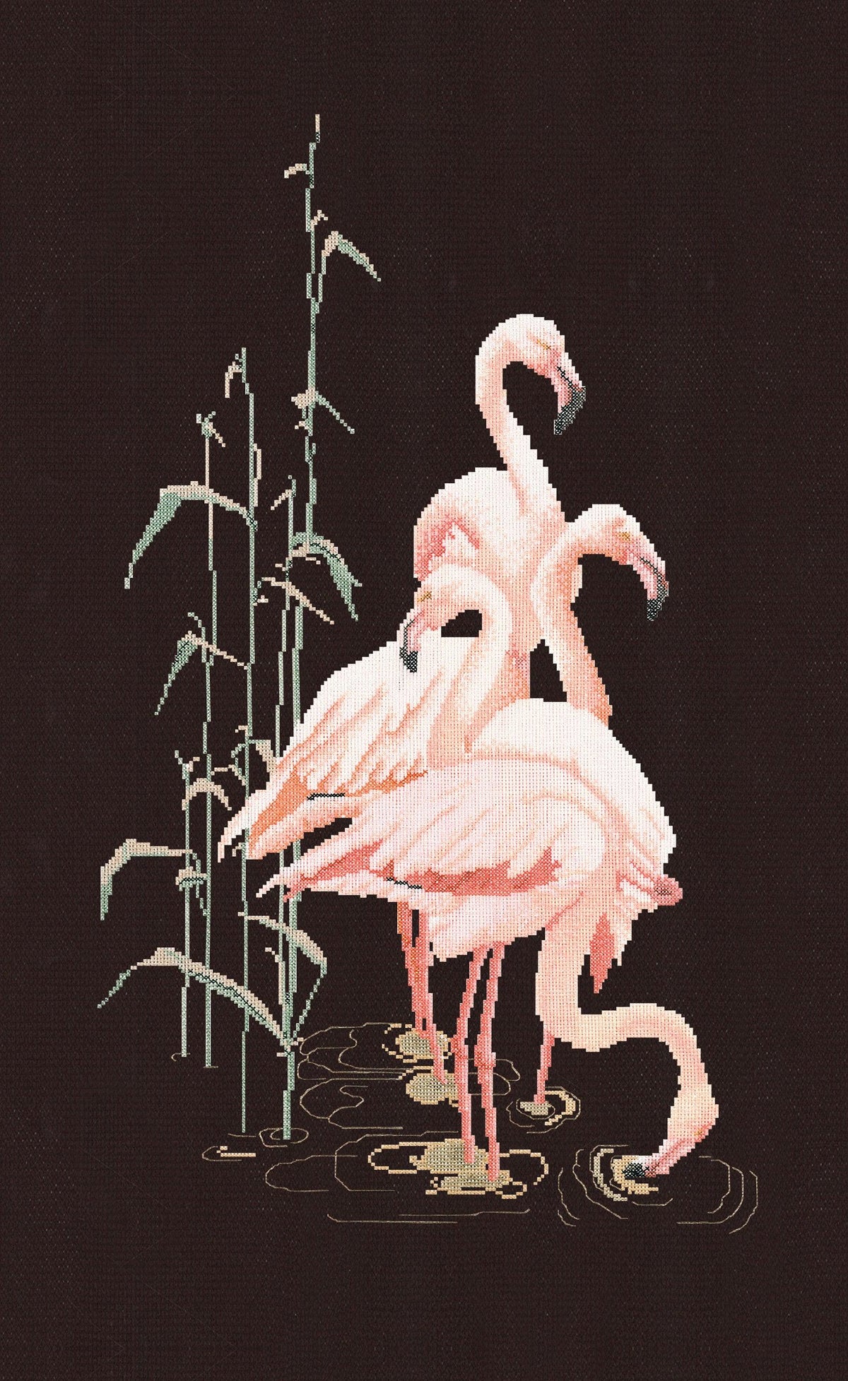 Thea Gouverneur - Counted Cross Stitch Kit - Flamingo - Aida Black - 18 count - 1070.05 - Thea Gouverneur Since 1959