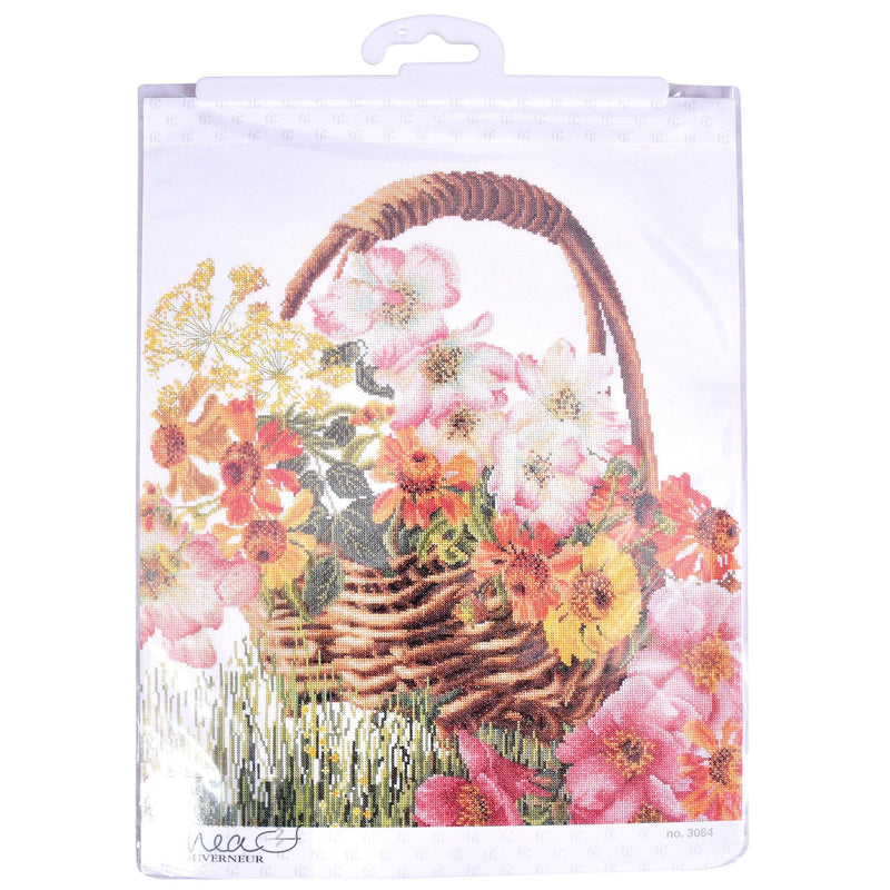 Thea Gouverneur - Counted Cross Stitch Kit - Flower Basket - Aida - 18 count - 3064A - Thea Gouverneur Since 1959