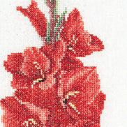 Thea Gouverneur - Counted Cross Stitch Kit - Gladioli Red - Linen - 36 count - 3073 - Thea Gouverneur Since 1959
