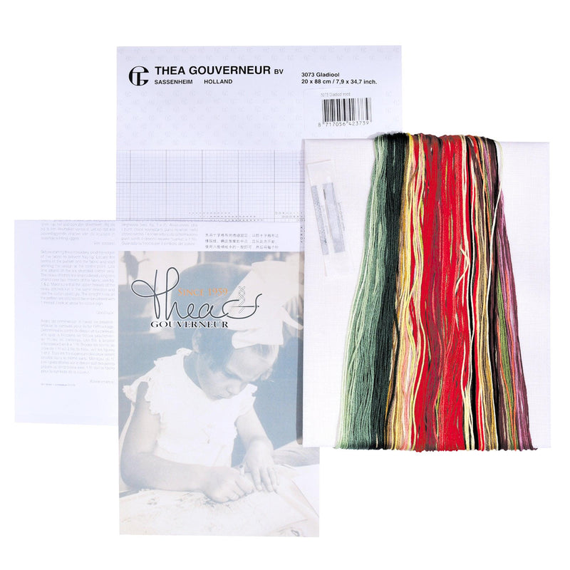 Thea Gouverneur - Counted Cross Stitch Kit - Gladioli Red - Linen - 36 count - 3073 - Thea Gouverneur Since 1959
