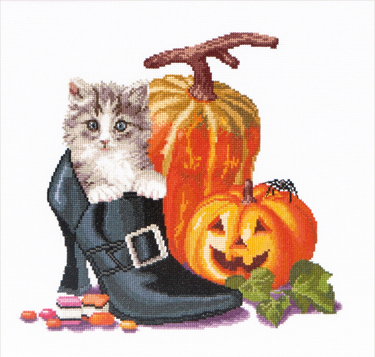 Thea Gouverneur - Counted Cross Stitch Kit - Halloween Kitten - Aida - 16 count - 738A - Thea Gouverneur Since 1959