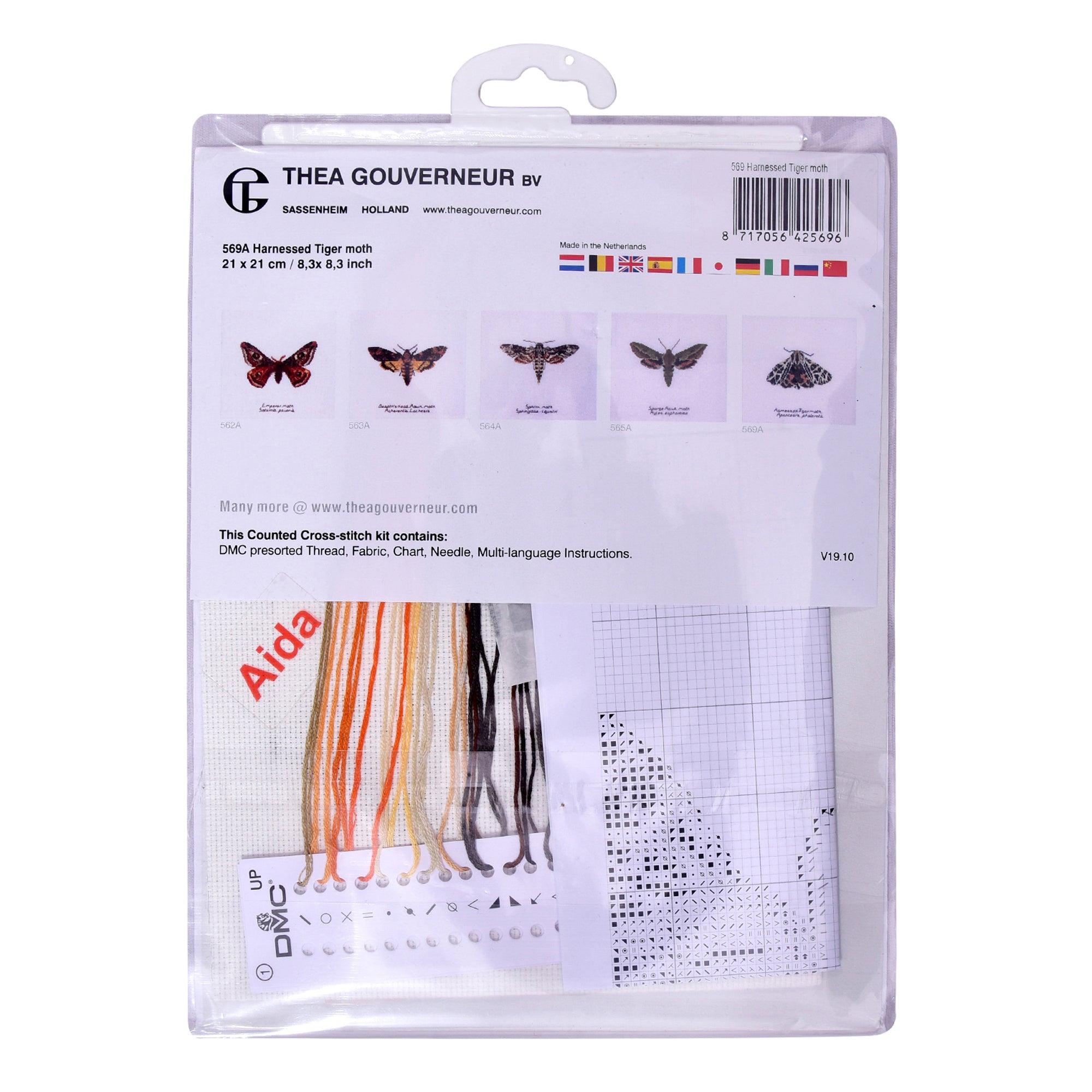Thea Gouverneur - Counted Cross Stitch Kit - Harnessed Tiger moth - Aida - 16 count - 569A - Thea Gouverneur Since 1959