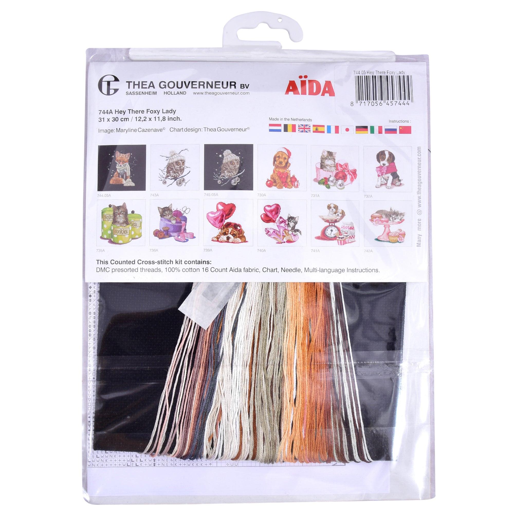 Thea Gouverneur - Counted Cross Stitch Kit - Hey There Foxy Lady - Aida Black - 16 count - 744.05 - Thea Gouverneur Since 1959
