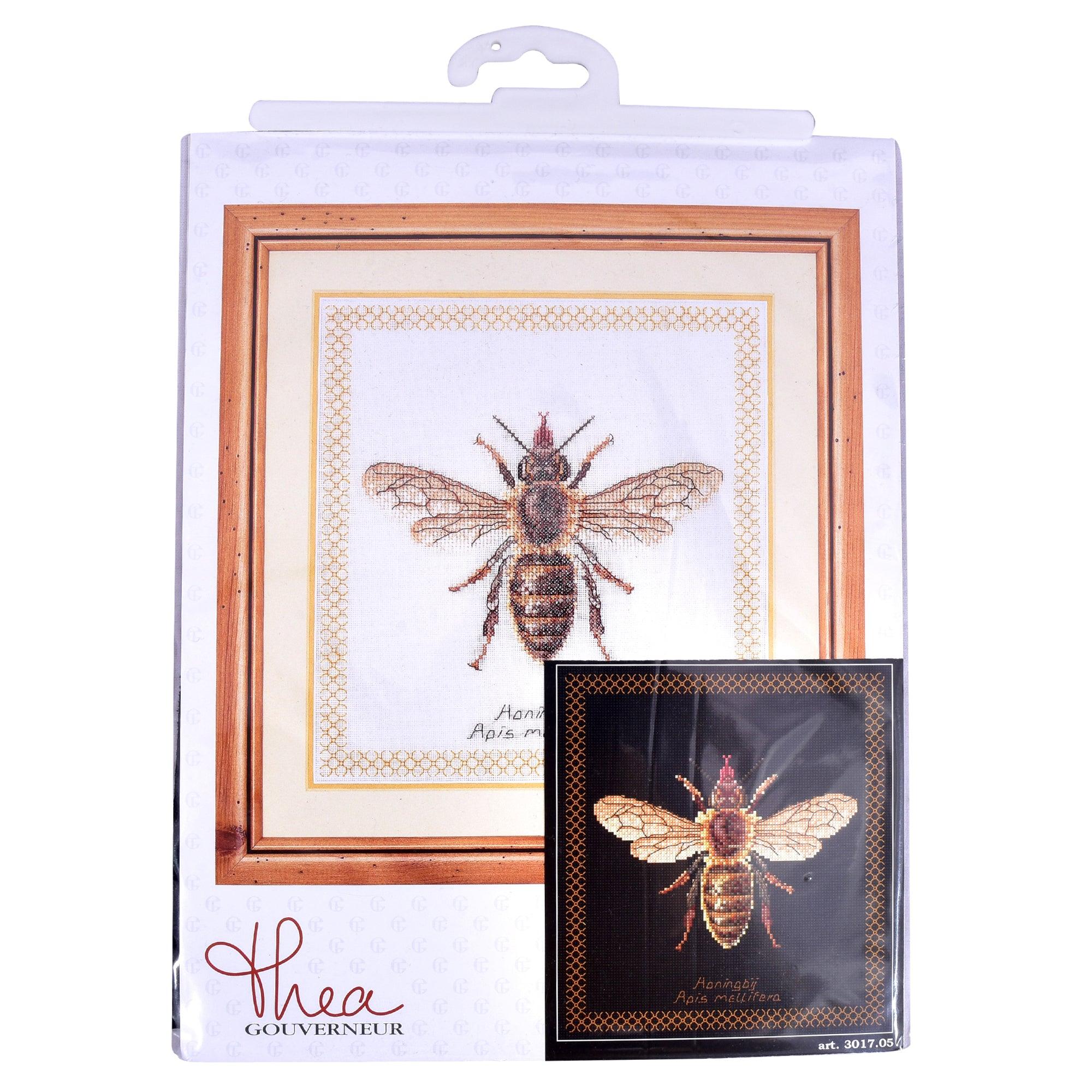 Thea Gouverneur - Counted Cross Stitch Kit - Honey Bee - Aida Black - 18 count - 3017.05 - Thea Gouverneur Since 1959