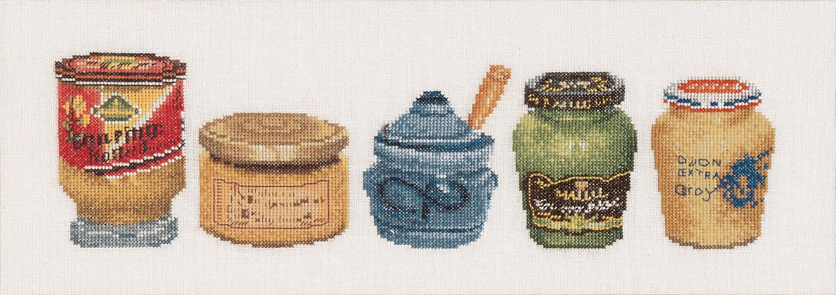 Thea Gouverneur - Counted Cross Stitch Kit - Mustard Pot - Linen - 36 count - 3046 - Thea Gouverneur Since 1959