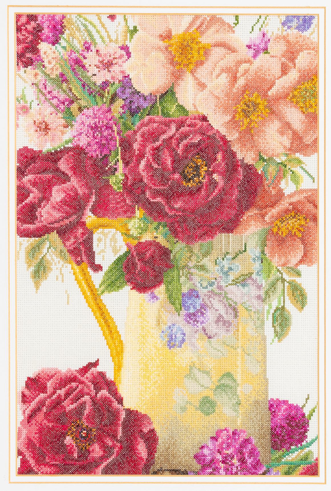 Thea Gouverneur - Counted Cross Stitch Kit - Rose Bouquet - Aida - 18 count - 3019A - Thea Gouverneur Since 1959