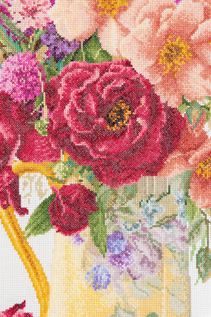 Thea Gouverneur - Counted Cross Stitch Kit - Rose Bouquet - Linen - 36 count - 3019 - Thea Gouverneur Since 1959