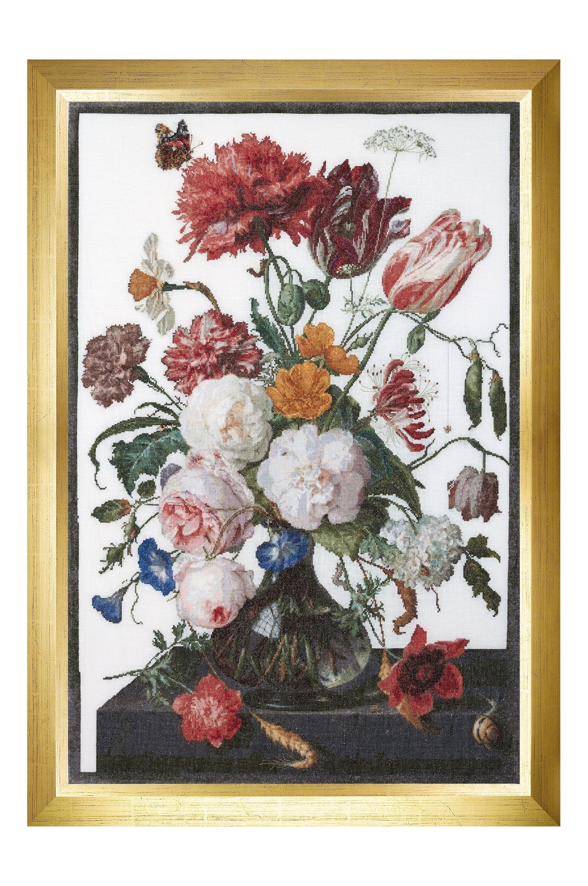 Thea Gouverneur - Counted Cross Stitch Kit - Still Life with Flowers in a glass Vase - Linen - 36 count - 785 - Thea Gouverneur Since 1959