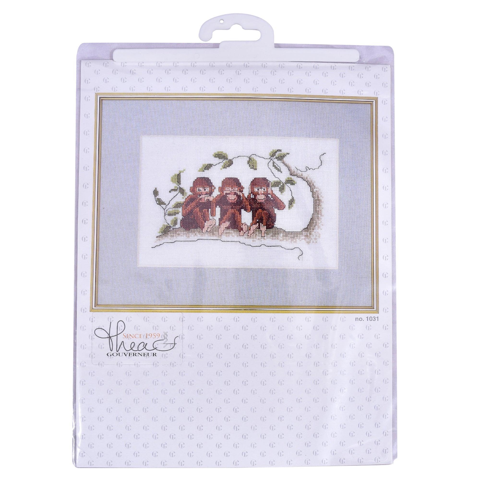 Thea Gouverneur - Counted Cross Stitch Kit - Three Wise Monkeys - Aida - 16 count - 1031A - Thea Gouverneur Since 1959