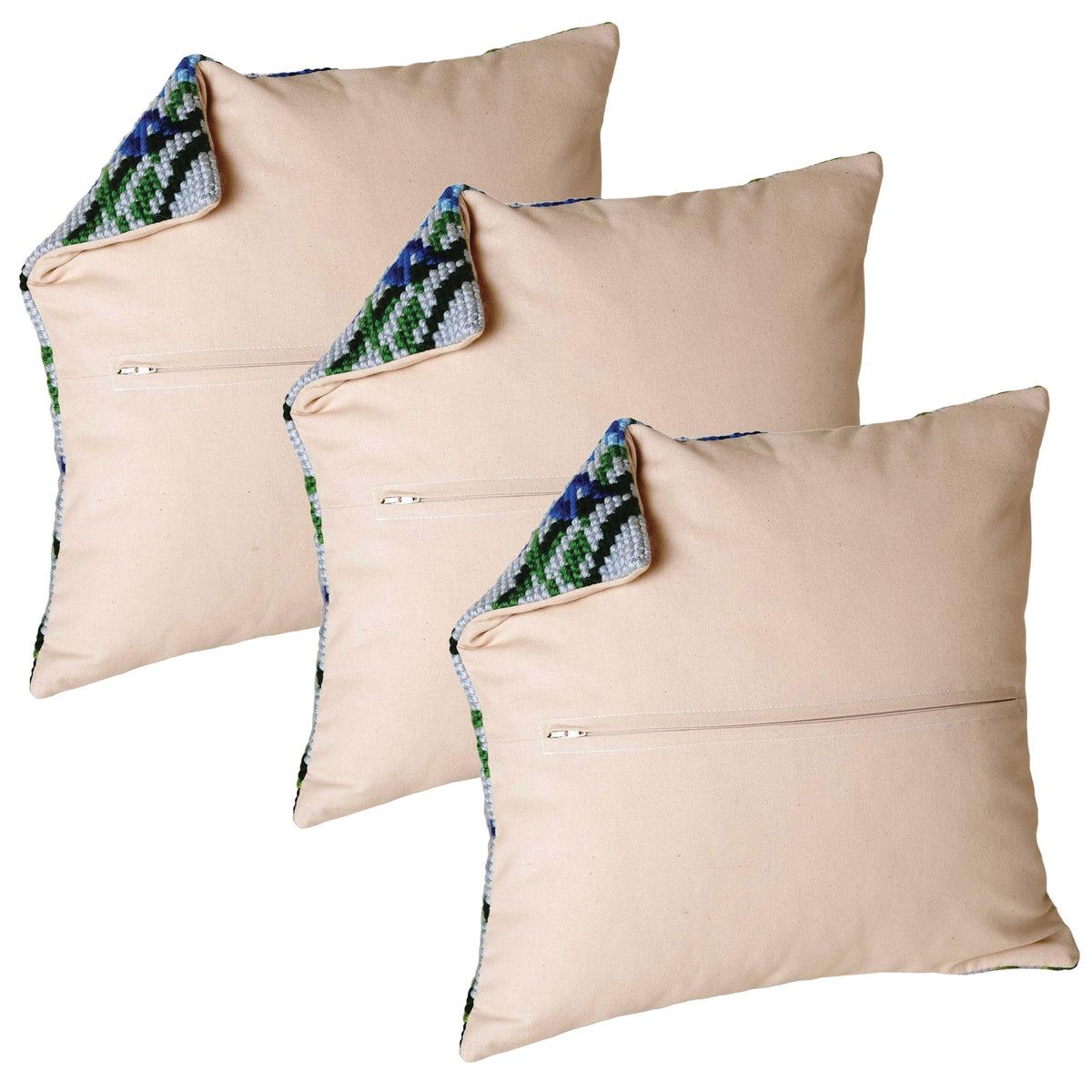 Thea Gouverneur Cushion Back Kit with Zipper - Set of 3 - Beige - For any 16x16 Inch (40x40cm) Cushion- Cross Stitch Creations - Embroidery - 23.59993 - Thea Gouverneur Since 1959