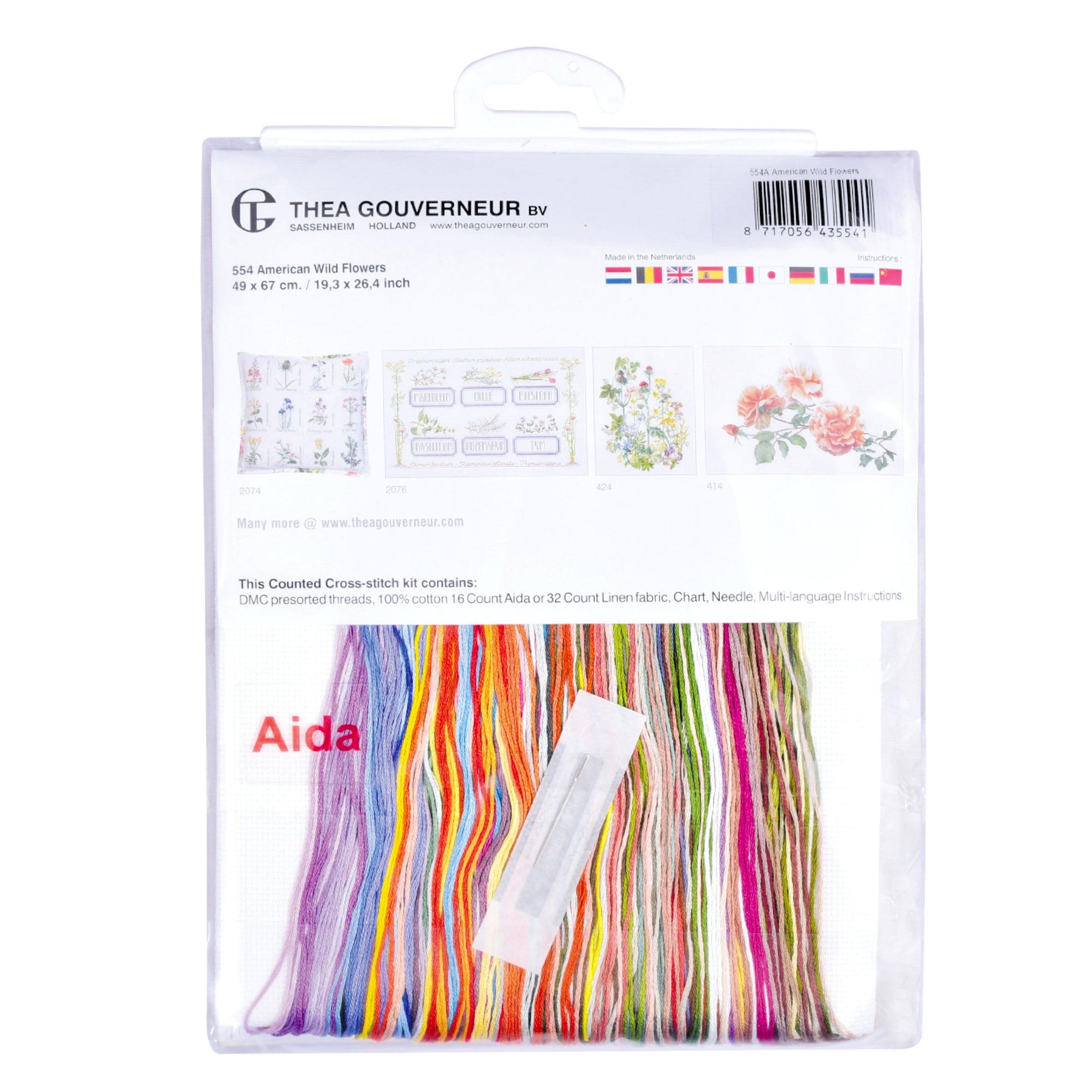 Thea Gouverneur - Counted Cross Stitch Kit - American Wild Flowers - Aida - 16 count - 554A - Thea Gouverneur Since 1959