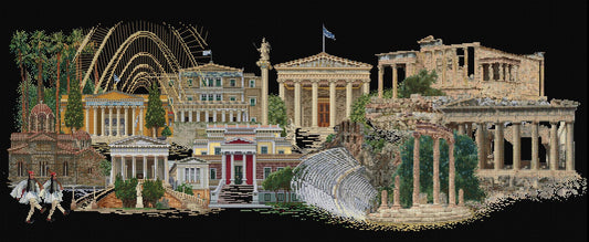 Thea Gouverneur - Counted Cross Stitch Kit - Athens Greece - Aida Black - 18 count - 545.05 - Thea Gouverneur Since 1959