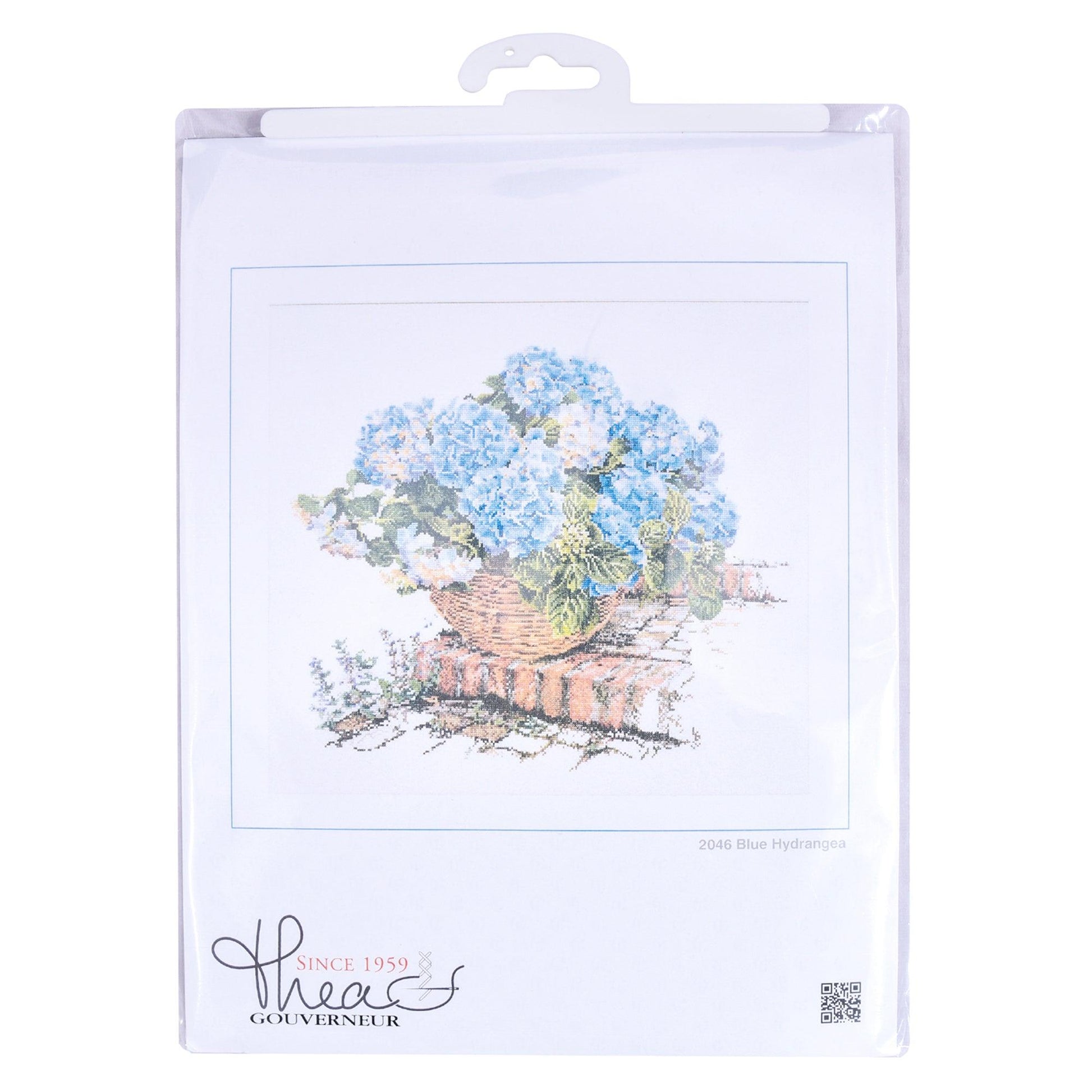 Thea Gouverneur - Counted Cross Stitch Kit - Blue Hydrangea - Linen - 32 count - 2046 - Thea Gouverneur Since 1959