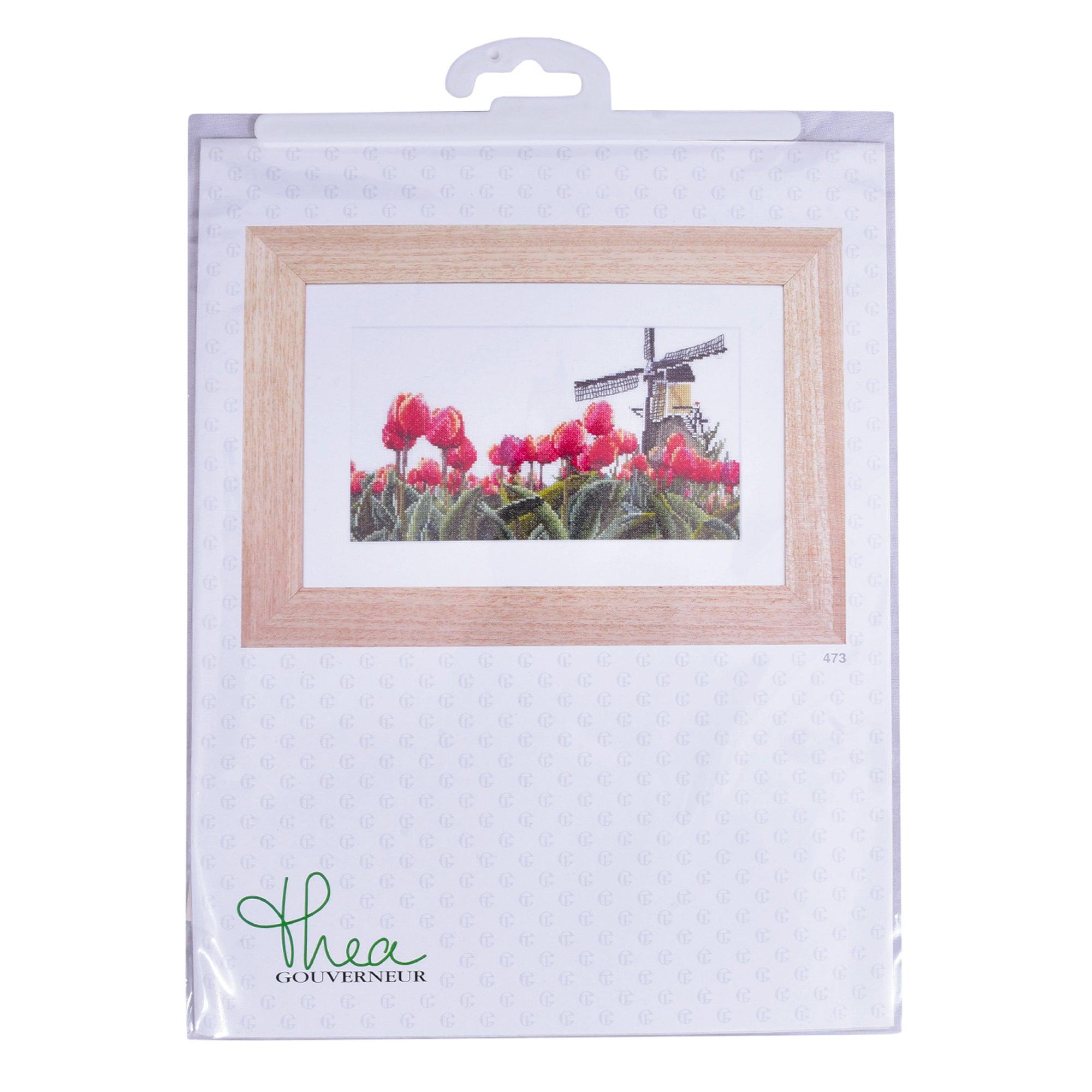 Thea Gouverneur - Counted Cross Stitch Kit - Bulbfield Tulips - Linen - 36 count - 473 - Thea Gouverneur Since 1959