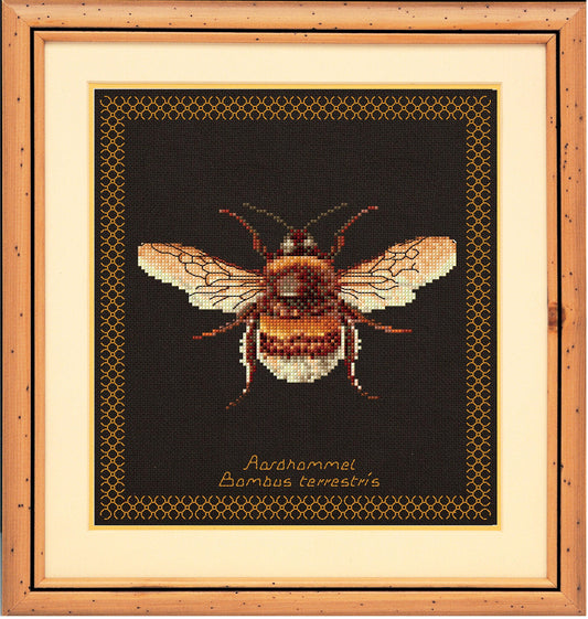 Thea Gouverneur - Counted Cross Stitch Kit - Bumble Bee - 2 - Aida Black - 14 count - 3018.07 - Thea Gouverneur Since 1959