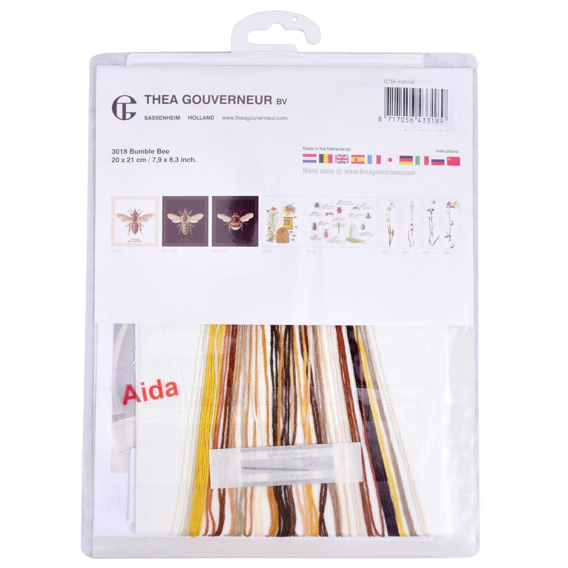 Thea Gouverneur - Counted Cross Stitch Kit - Bumble Bee - Aida - 16 count - 3018A - Thea Gouverneur Since 1959