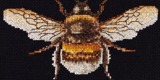 Thea Gouverneur - Counted Cross Stitch Kit - Bumble Bee - Aida Black - 18 count - 3018.05 - Thea Gouverneur Since 1959