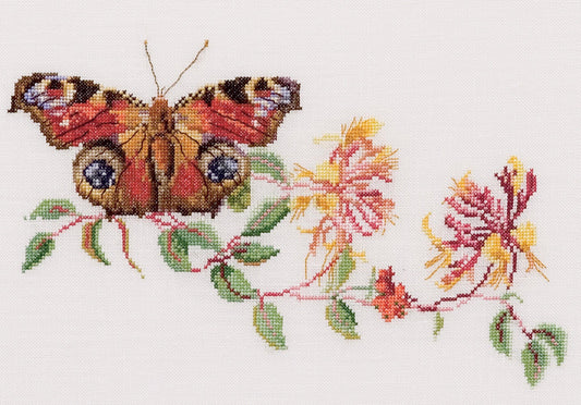 Thea Gouverneur - Counted Cross Stitch Kit - Butterfly-Honeysuckle - Aida - 18 count - 439A - Thea Gouverneur Since 1959