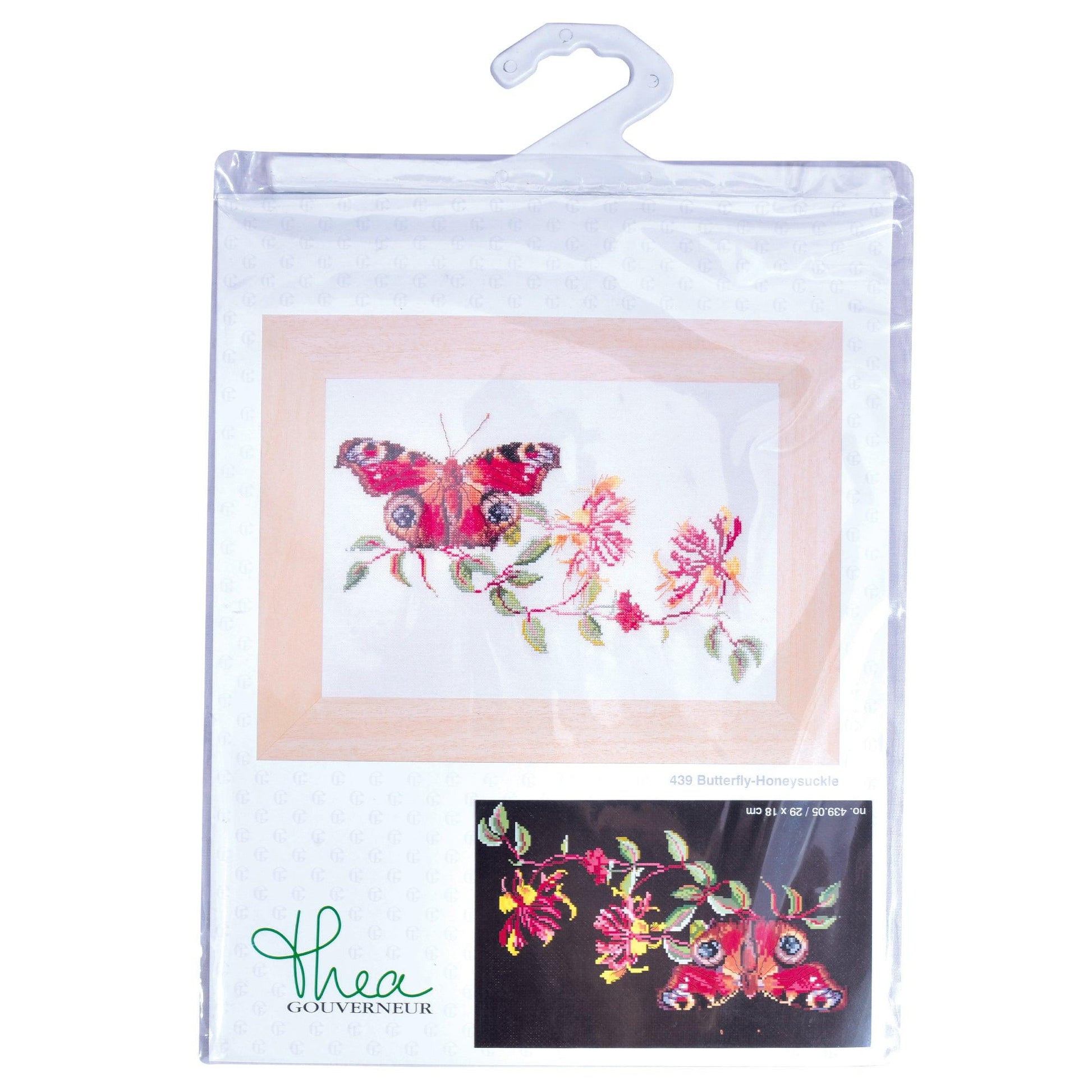 Thea Gouverneur - Counted Cross Stitch Kit - Butterfly-Honeysuckle - Aida Black - 18 count - 439.05 - Thea Gouverneur Since 1959