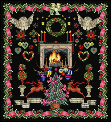 Thea Gouverneur - Counted Cross Stitch Kit - Christmas Design - Aida Black - 18 count - 2077.05 - Thea Gouverneur Since 1959