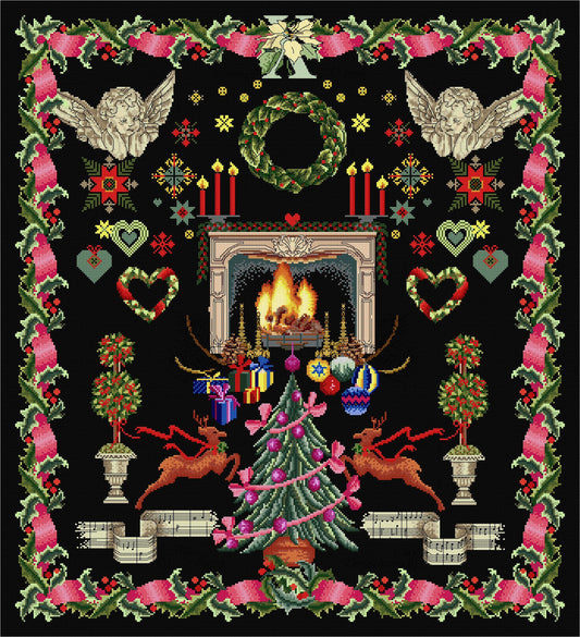 Thea Gouverneur - Counted Cross Stitch Kit - Christmas Design - Aida Black - 18 count - 2077.05 - Thea Gouverneur Since 1959