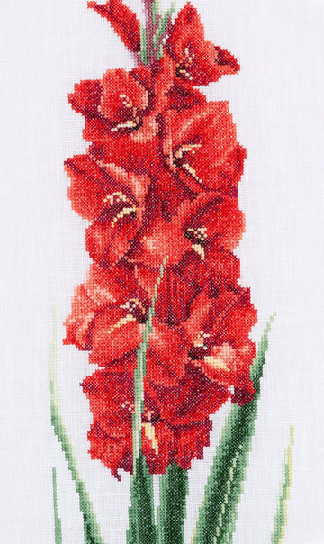 Thea Gouverneur - Counted Cross Stitch Kit - Gladioli Red - Linen - 36 count - 3073 - Thea Gouverneur Since 1959