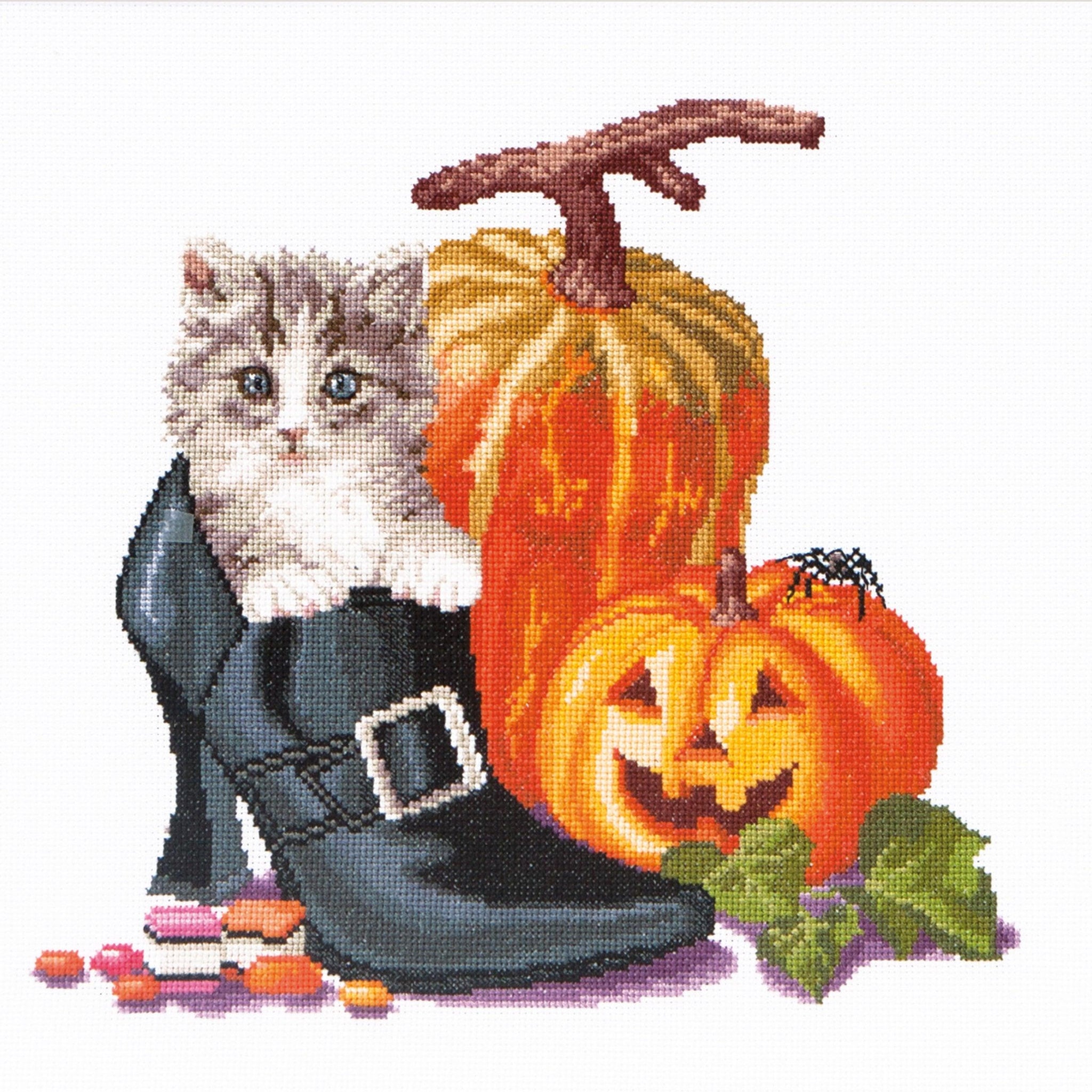 Thea Gouverneur - Counted Cross Stitch Kit - Halloween Kitten - Aida - 16 count - 738A - Thea Gouverneur Since 1959