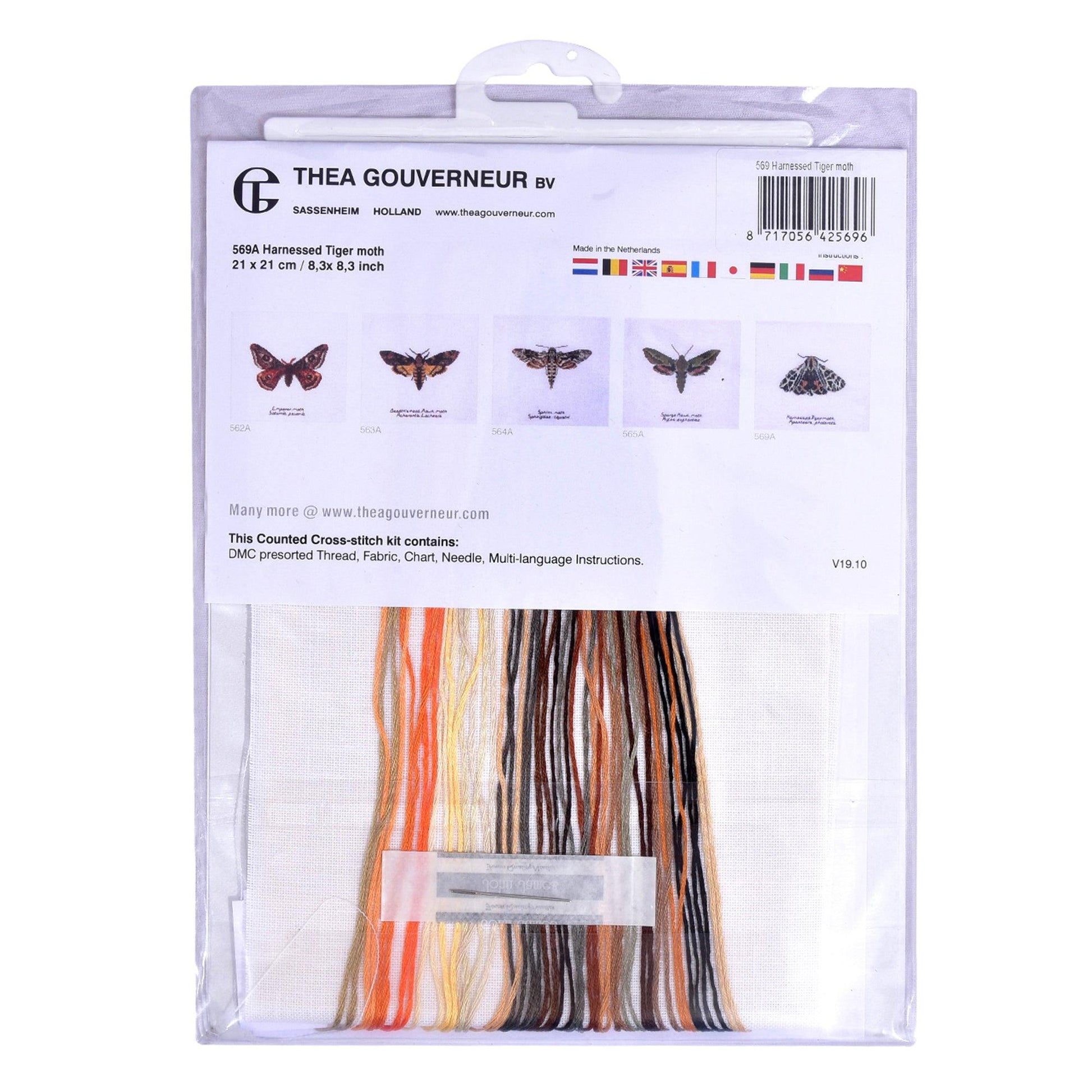 Thea Gouverneur - Counted Cross Stitch Kit - Harnessed Tiger moth - Linen - 32 count - 569 - Thea Gouverneur Since 1959