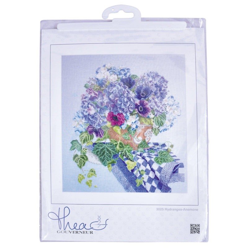 Thea Gouverneur - Counted Cross Stitch Kit - Hydrangea-Anemone - Aida - 16 count - 3025A - Thea Gouverneur Since 1959