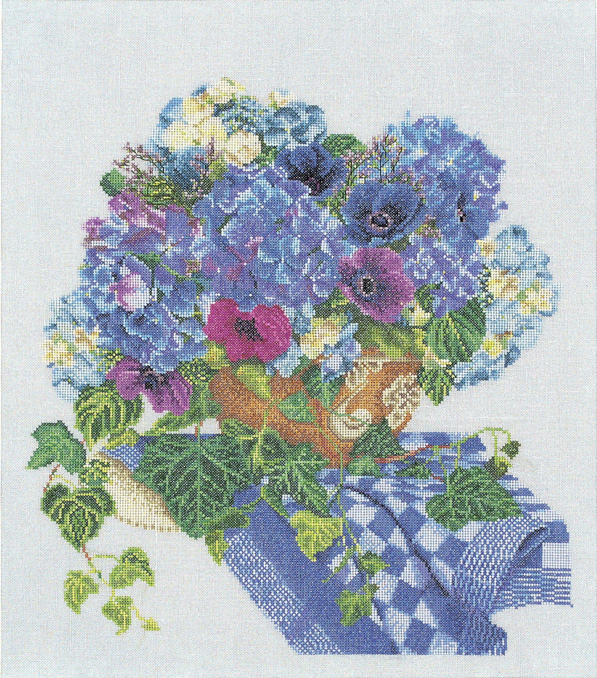 Thea Gouverneur - Counted Cross Stitch Kit - Hydrangea-Anemone - Linen - 32 count - 3025 - Thea Gouverneur Since 1959