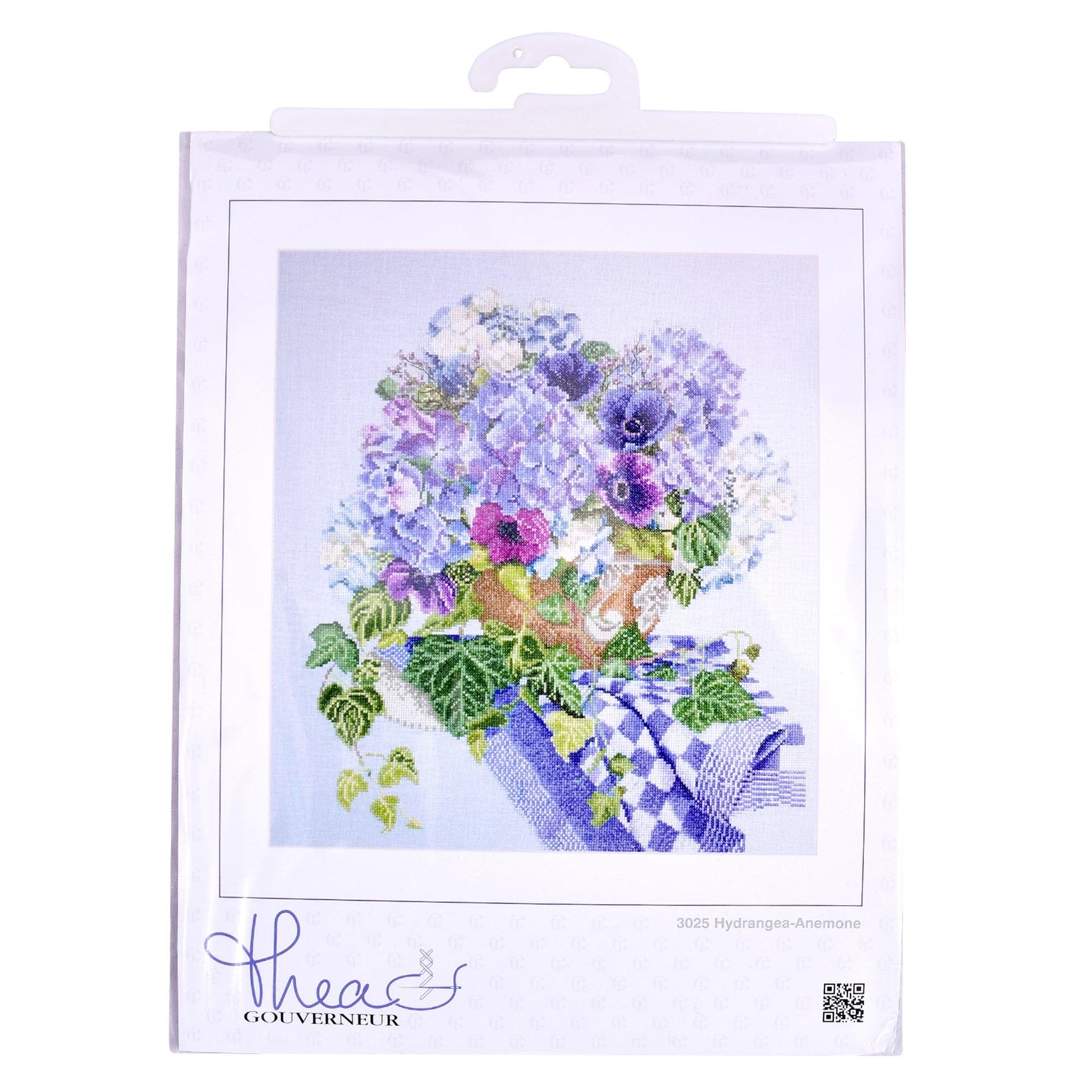 Thea Gouverneur - Counted Cross Stitch Kit - Hydrangea-Anemone - Linen - 32 count - 3025 - Thea Gouverneur Since 1959