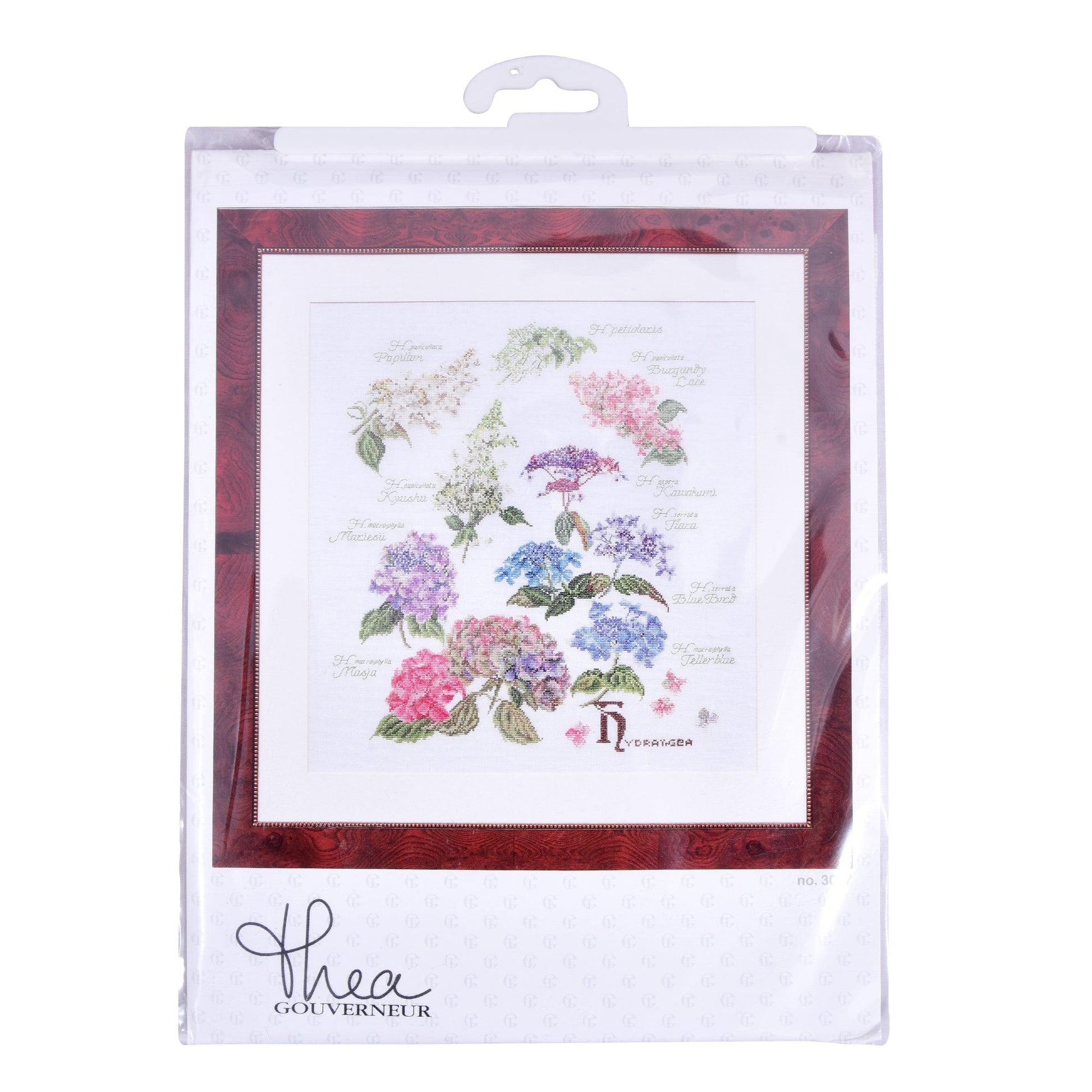 Thea Gouverneur - Counted Cross Stitch Kit - Hydrangea Panel - Aida - 16 count - 3067A - Thea Gouverneur Since 1959