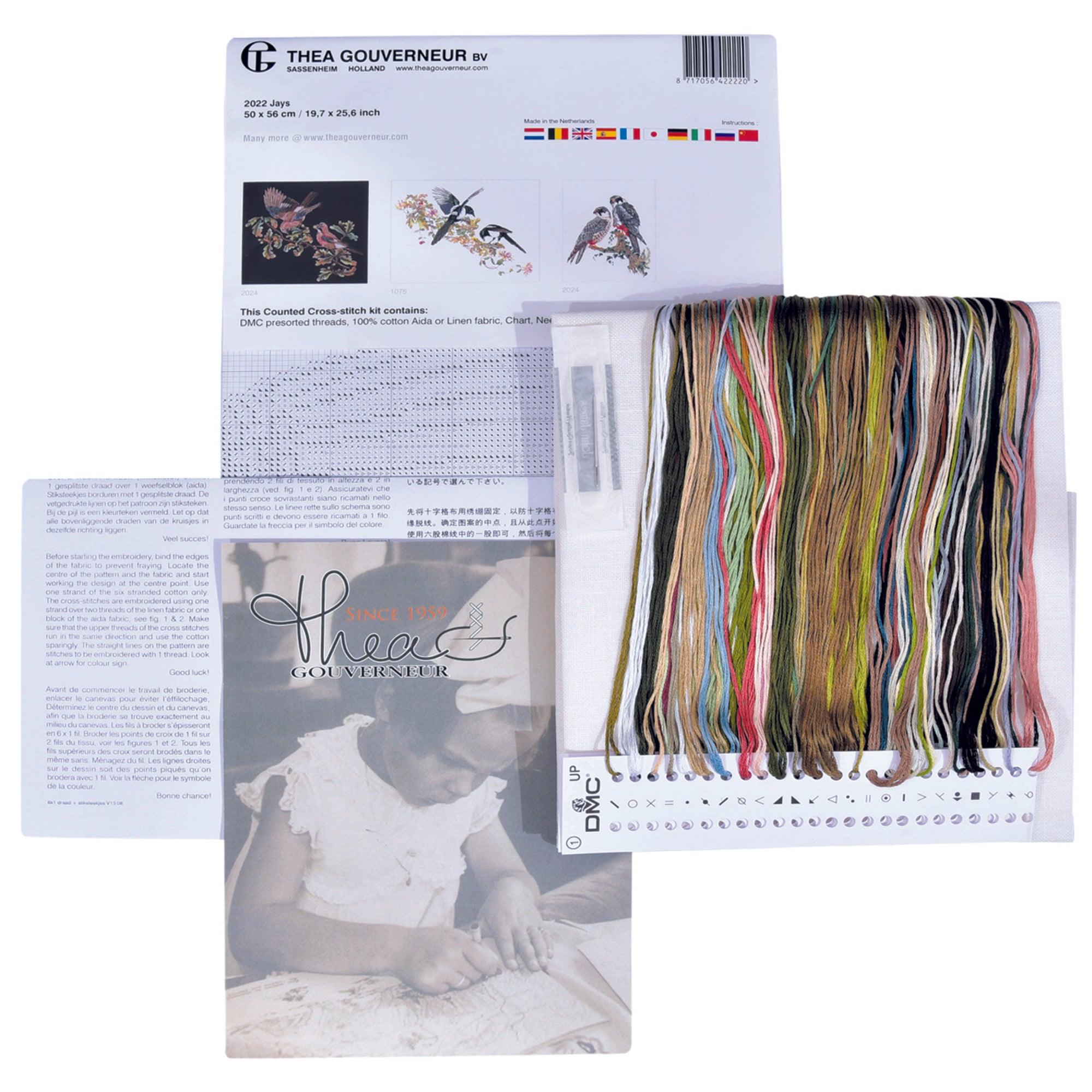 Thea Gouverneur - Counted Cross Stitch Kit - Jays - Linen - 36 count - 2022 - Thea Gouverneur Since 1959