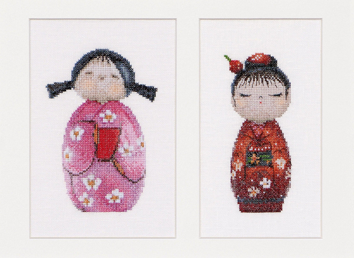 Thea Gouverneur - Counted Cross Stitch Kit - Kokeshi Dolls - Aida - 18 count - 547A - Thea Gouverneur Since 1959