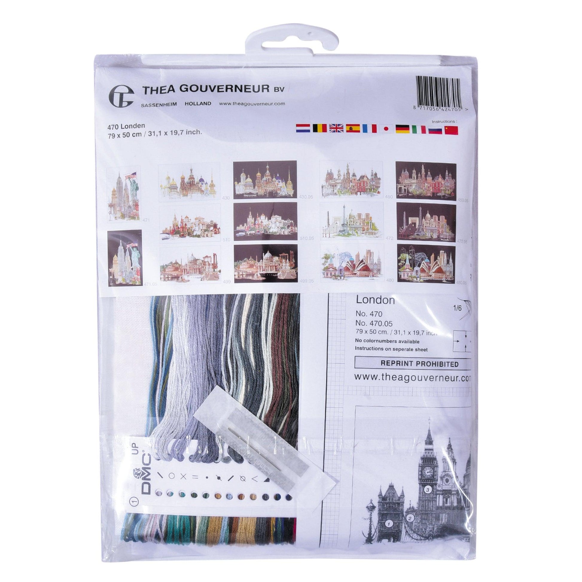 Thea Gouverneur - Counted Cross Stitch Kit - London - Linen - 36 count - 470 - Thea Gouverneur Since 1959