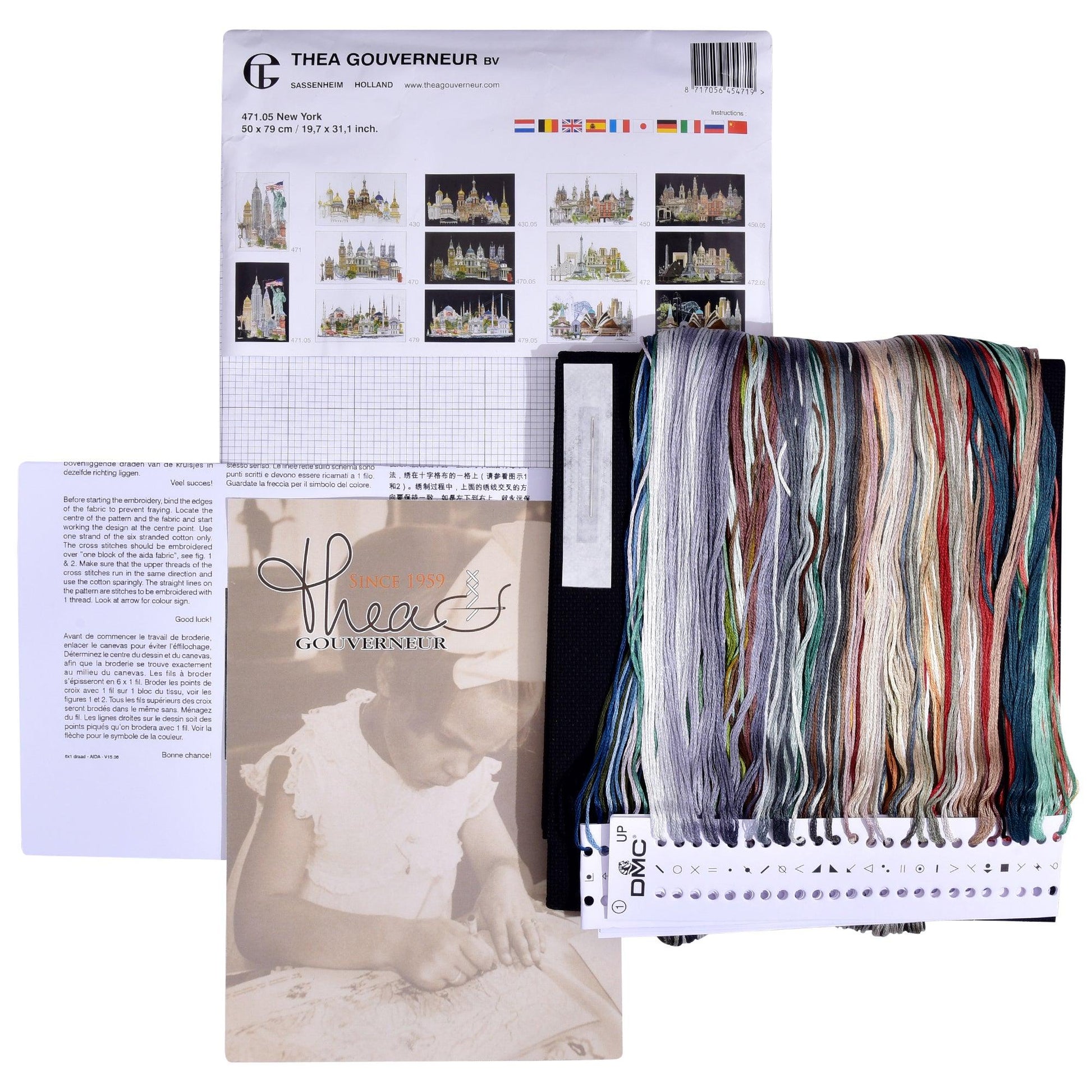 Thea Gouverneur - Counted Cross Stitch Kit - New York - Aida Black - 18 count - 471.05 - Thea Gouverneur Since 1959