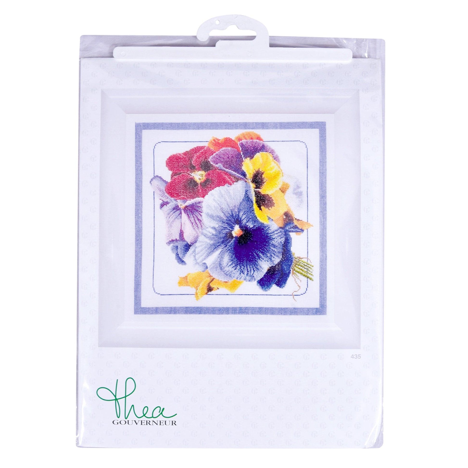 Thea Gouverneur - Counted Cross Stitch Kit - Pansies - Aida - 18 count - 435A - Thea Gouverneur Since 1959