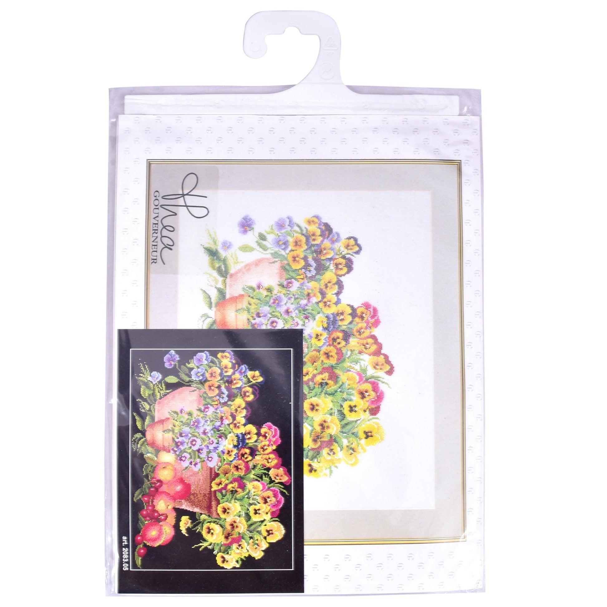 Thea Gouverneur - Counted Cross Stitch Kit - Pansies - Aida Black - 18 count - 2083.05 - Thea Gouverneur Since 1959