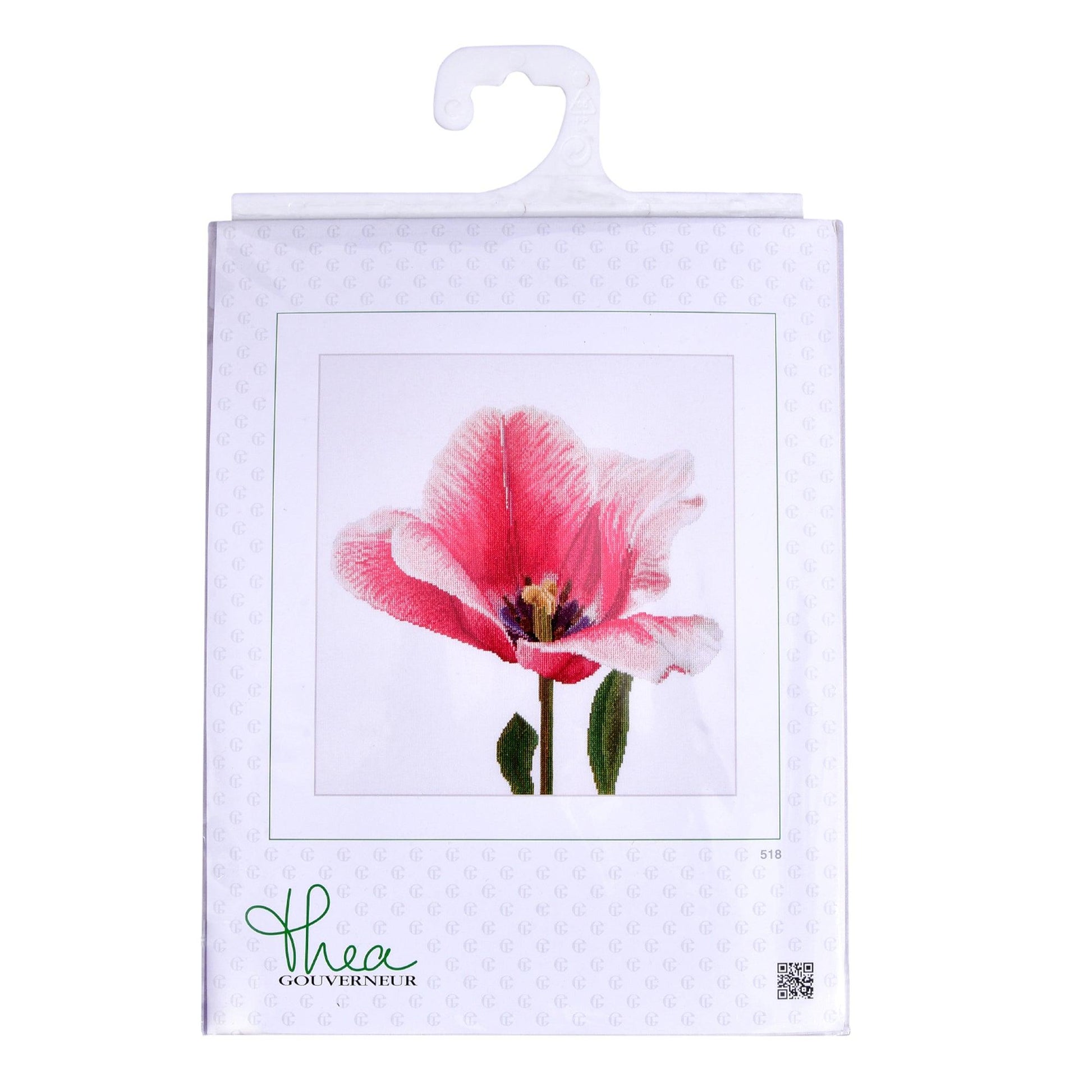 Thea Gouverneur - Counted Cross Stitch Kit - Pink Darwin Hybrid Tulip - Aida - 16 count - 518A - Thea Gouverneur Since 1959