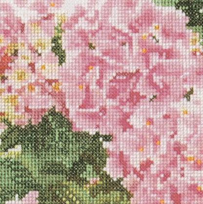 Thea Gouverneur - Counted Cross Stitch Kit - Pink Hydrangea - Linen - 32 count - 2047 - Thea Gouverneur Since 1959