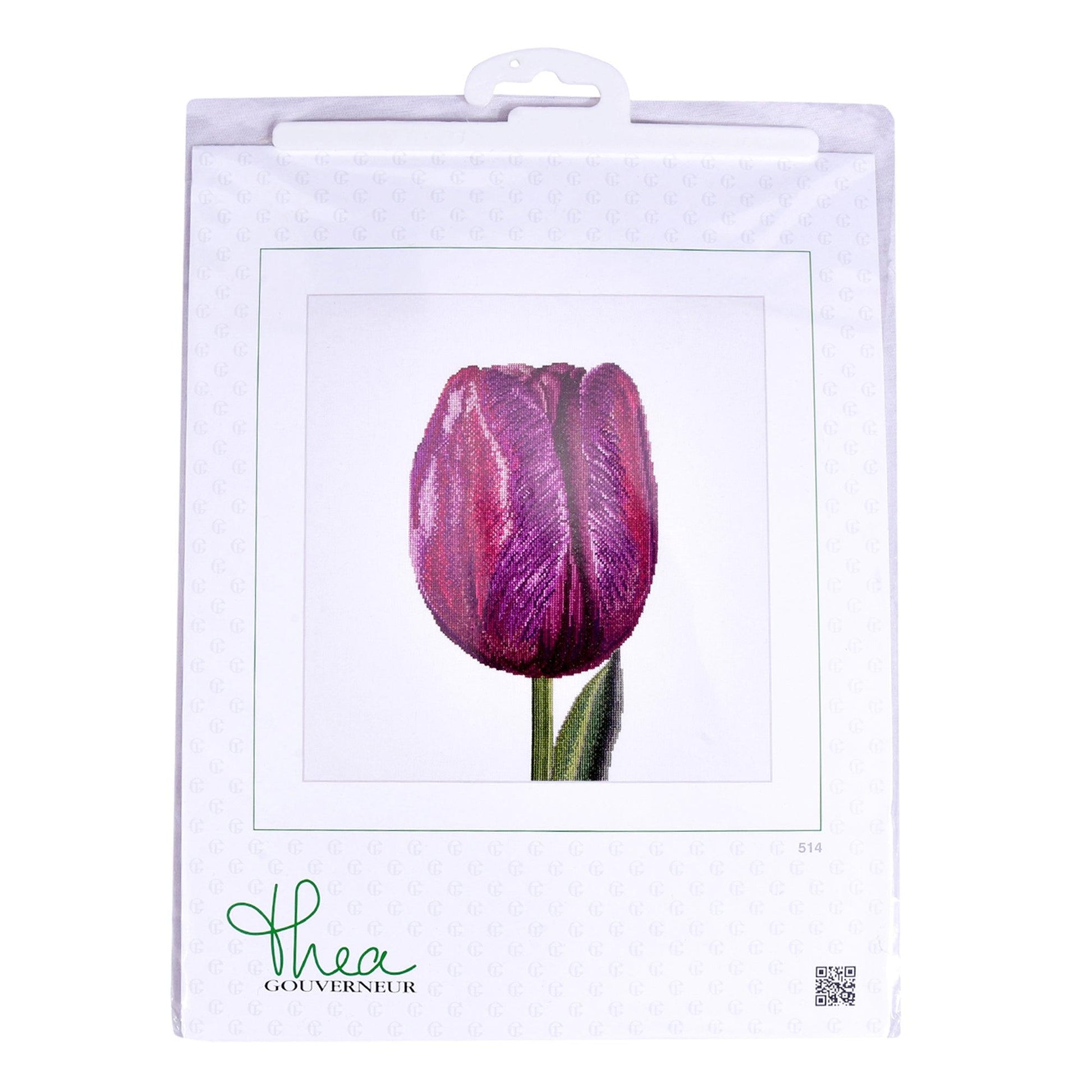 Thea Gouverneur - Counted Cross Stitch Kit - Purple Triumph Tulip - Linen - 32 count - 514 - Thea Gouverneur Since 1959