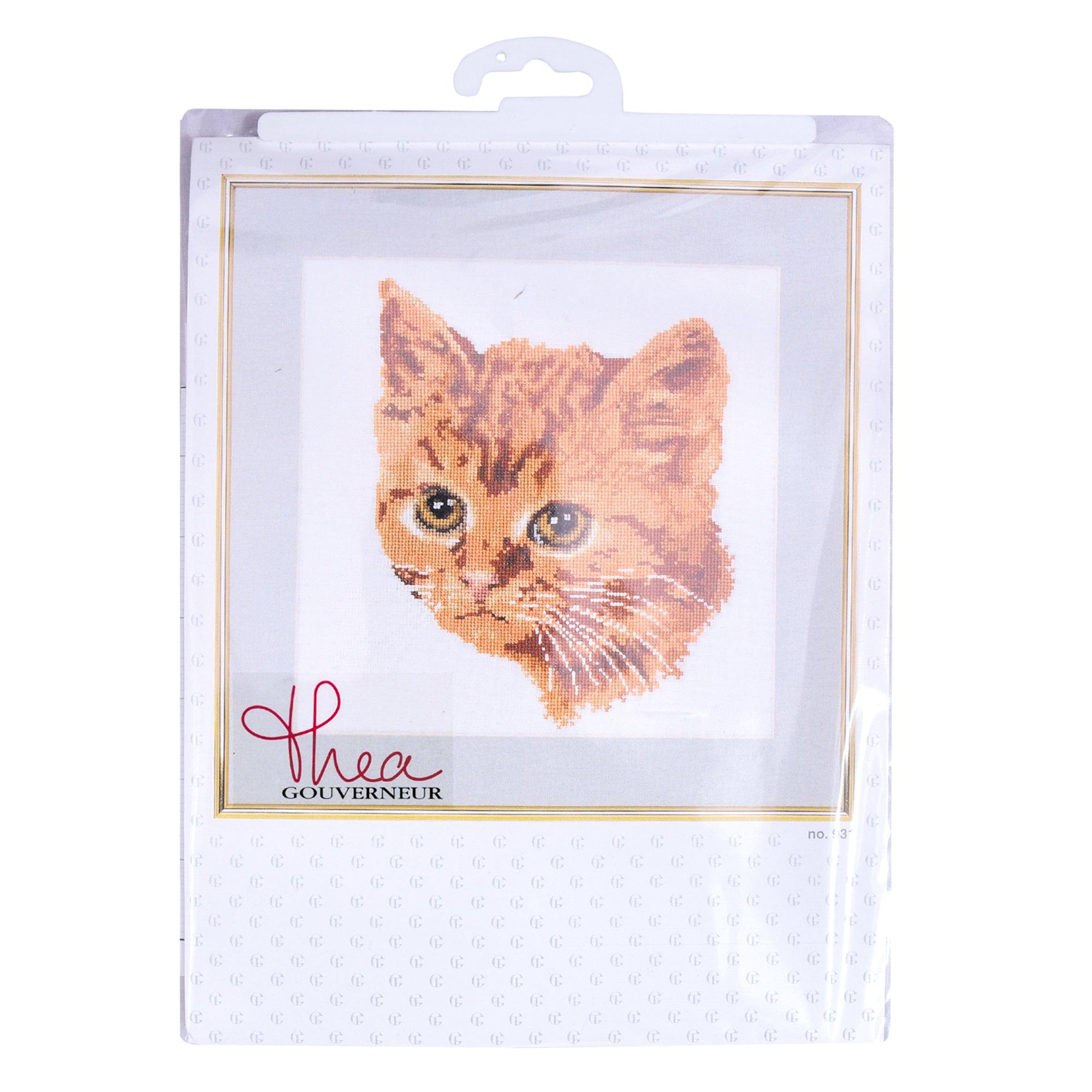Thea Gouverneur - Counted Cross Stitch Kit - Red Cat - Linen - 24 count - 931 - Thea Gouverneur Since 1959